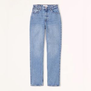 Abercrombie Curve Love 90s Ultra High Rise Straight Leg Jeans in Medium Wash